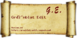 Grünblat Edit névjegykártya